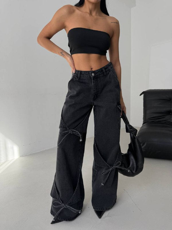 Ribbon detail jeans