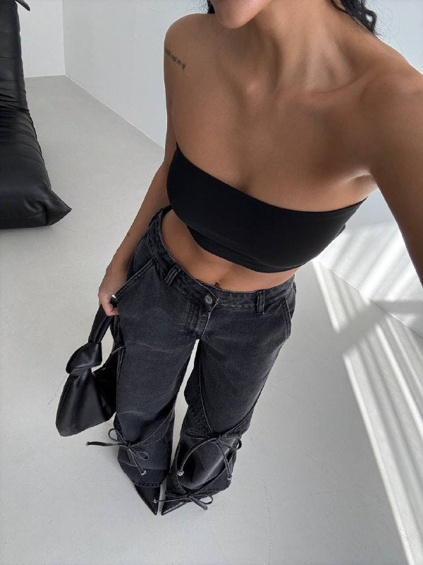 Ribbon detail jeans