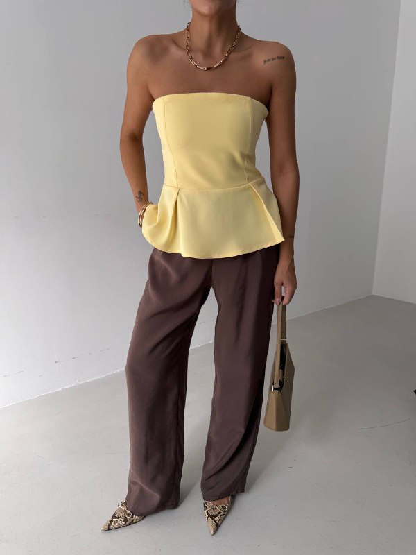Pleated Strapless Blouse