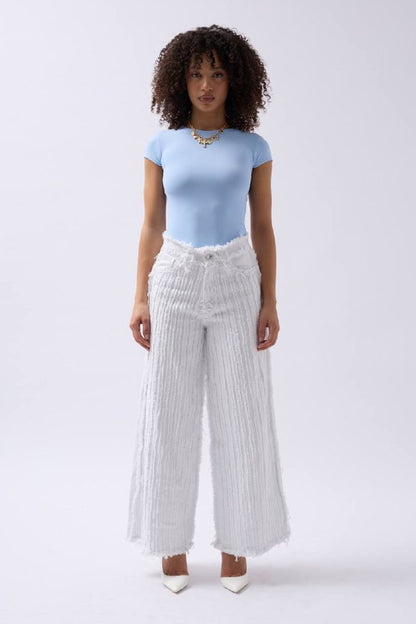 Wide leg white jeans
