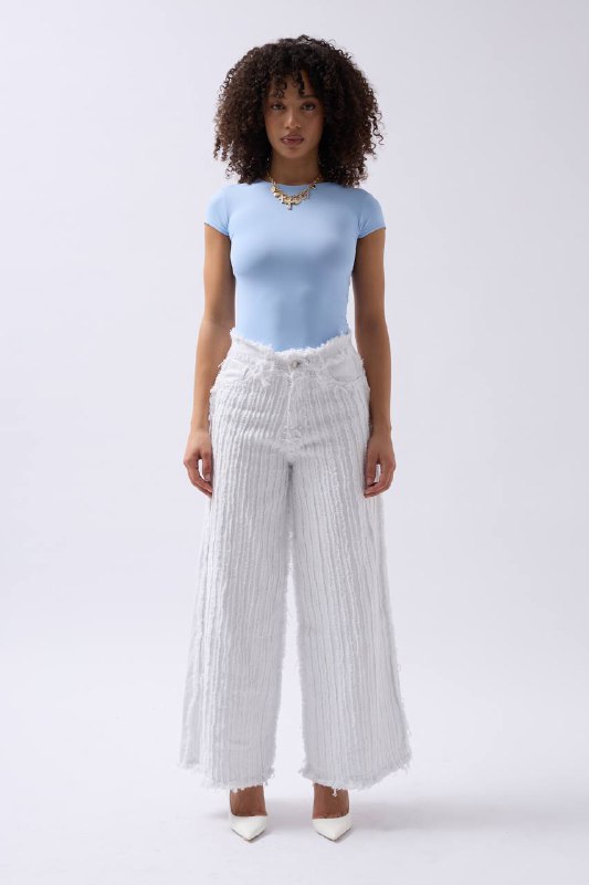 Wide leg white jeans