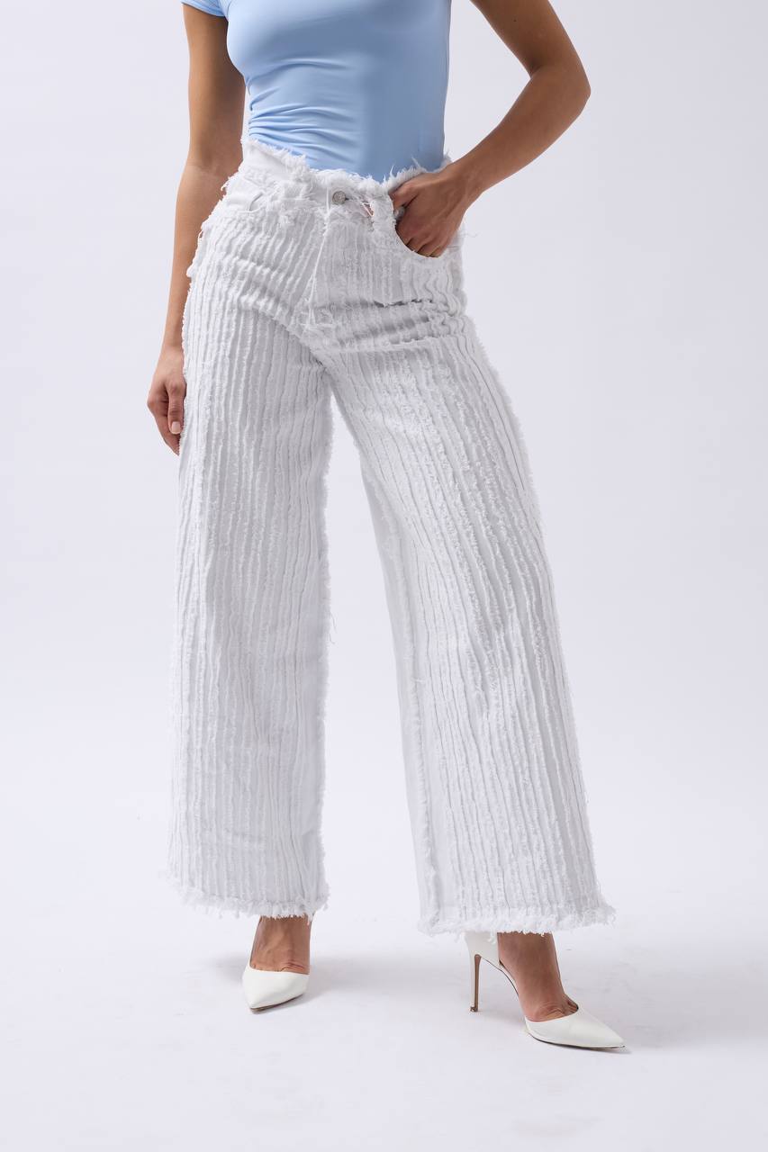 Wide leg white jeans