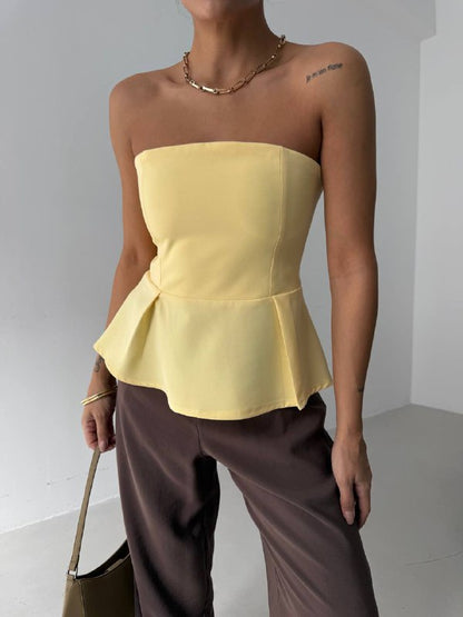 Pleated Strapless Blouse