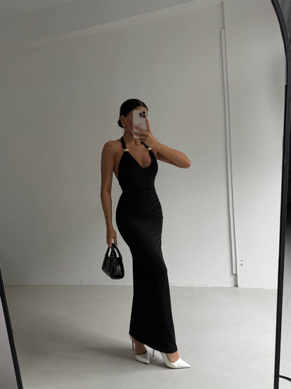 Gold detail maxi dress