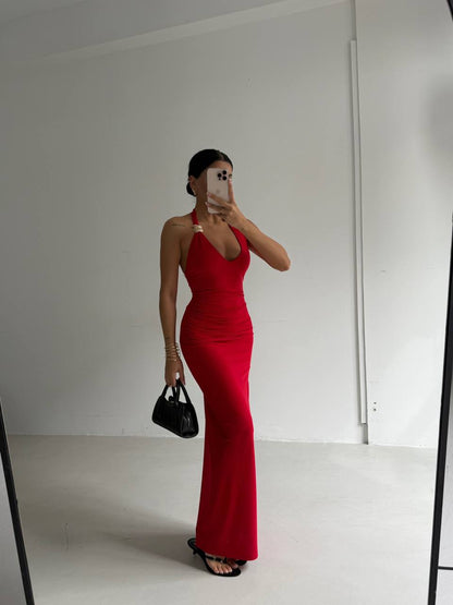 Gold detail maxi dress