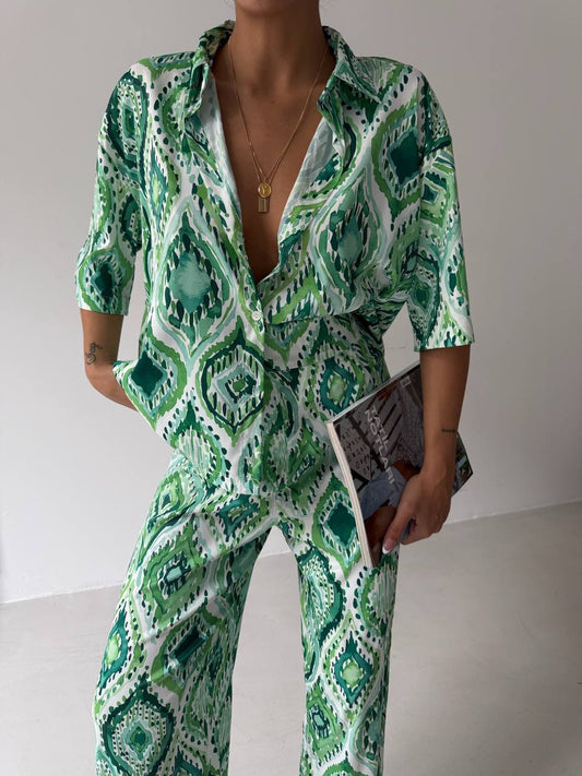 Patterned satin set