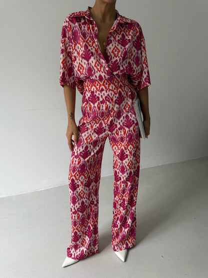 Patterned satin set