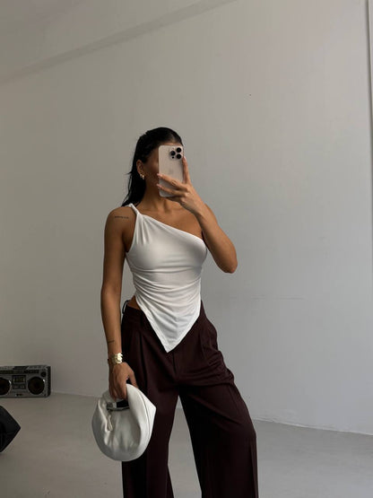 Asymmetric white blouse
