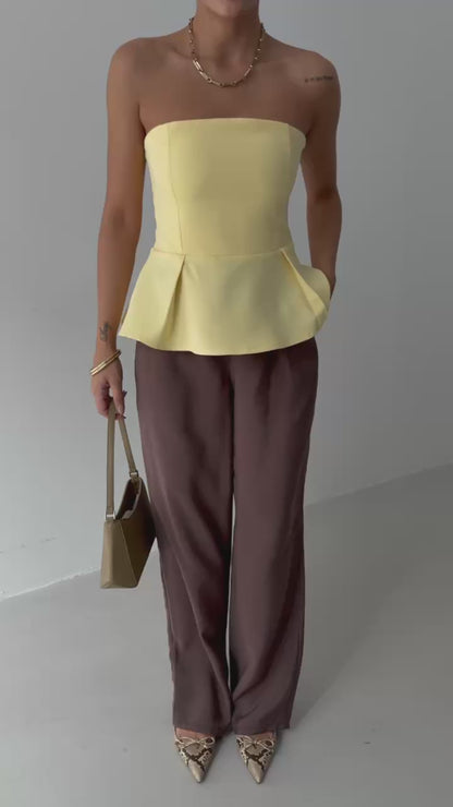 Pleated Strapless Blouse