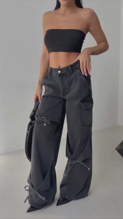 Ribbon detail jeans