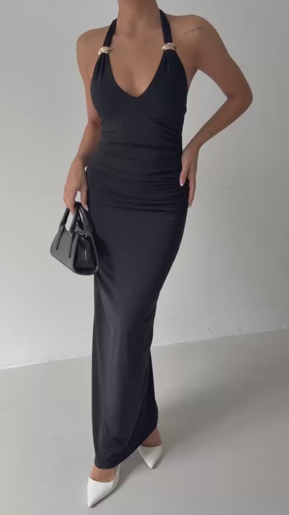 Gold detail maxi dress